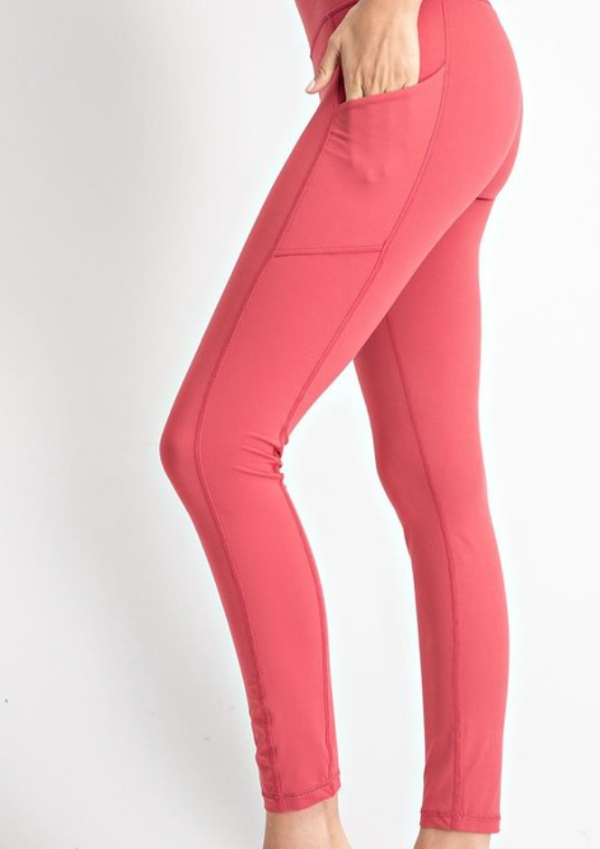 Coral Butter Soft Full Length Workout Leggings - Boujee Boutique