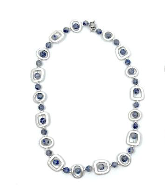 Silver & Lapis Bead Necklace by Sea Lily