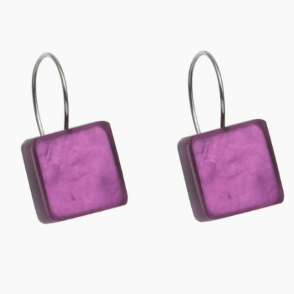 Origin Square Button  Earrings-Violet