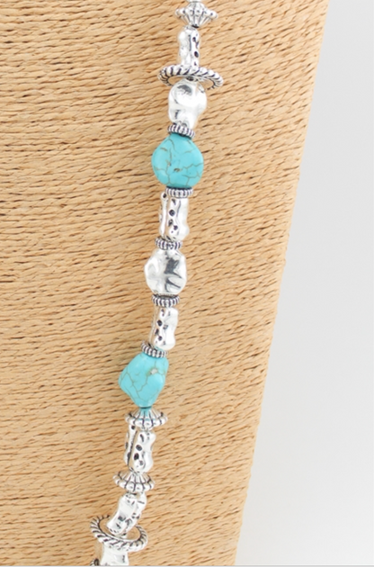 Silver and Turquoise Nugget Necklace