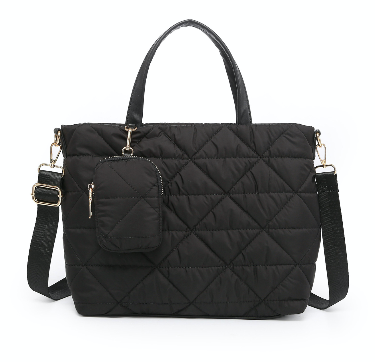 Scout Quilted Nylon Satchel-Black