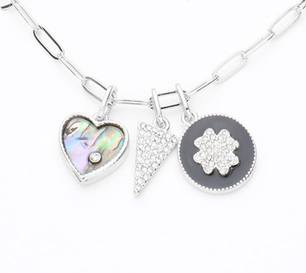 Rhodium Necklace With Charms