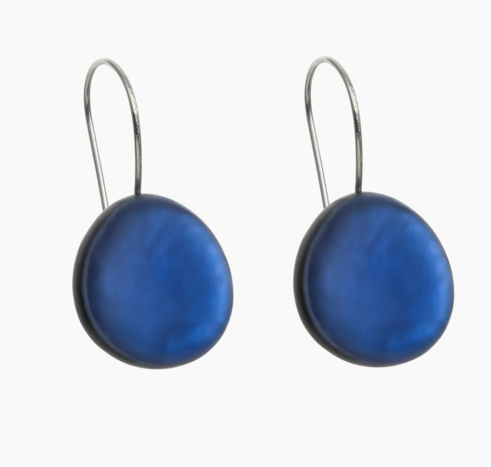 Origin Medium Round Resin Earrings-Sapphire