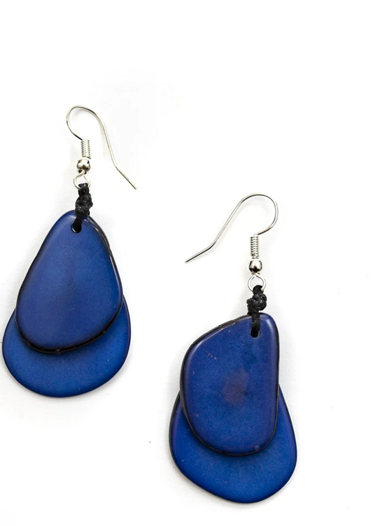 Tagua Fiesta Earrings-Azul