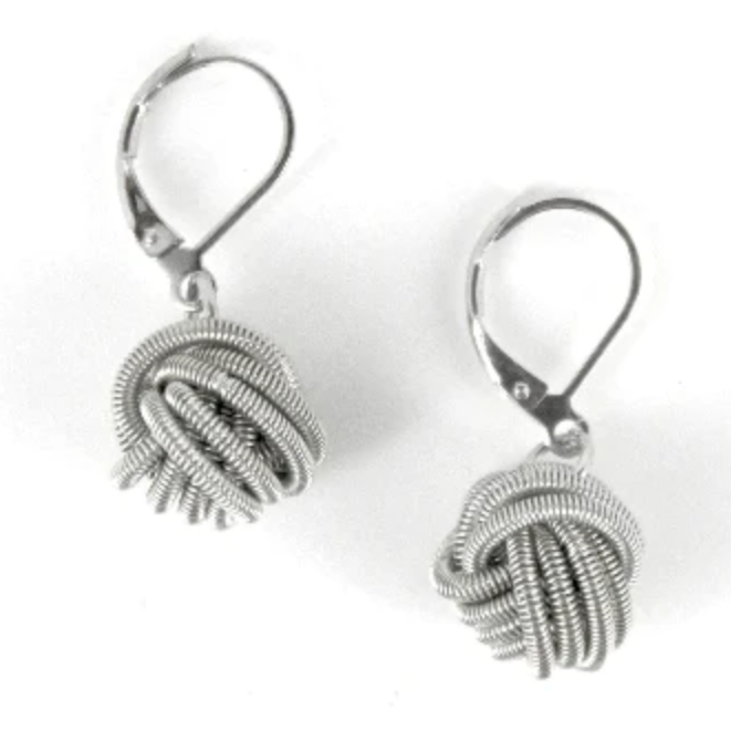 Sea Lily Silver Piano Wire Knot Earrings
