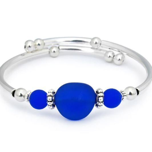 Sea Glass Wrap Bracelet-Cobalt Blue
