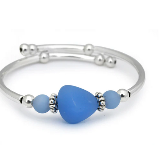 Sea Glass Wrap Bracelet-Sky Blue