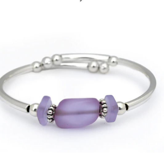 Sea Glass Wrap Bracelet-Lilac