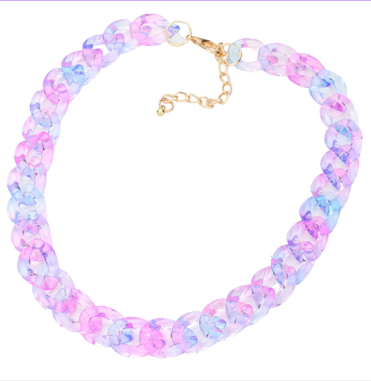 Resin Link Necklace-Purple